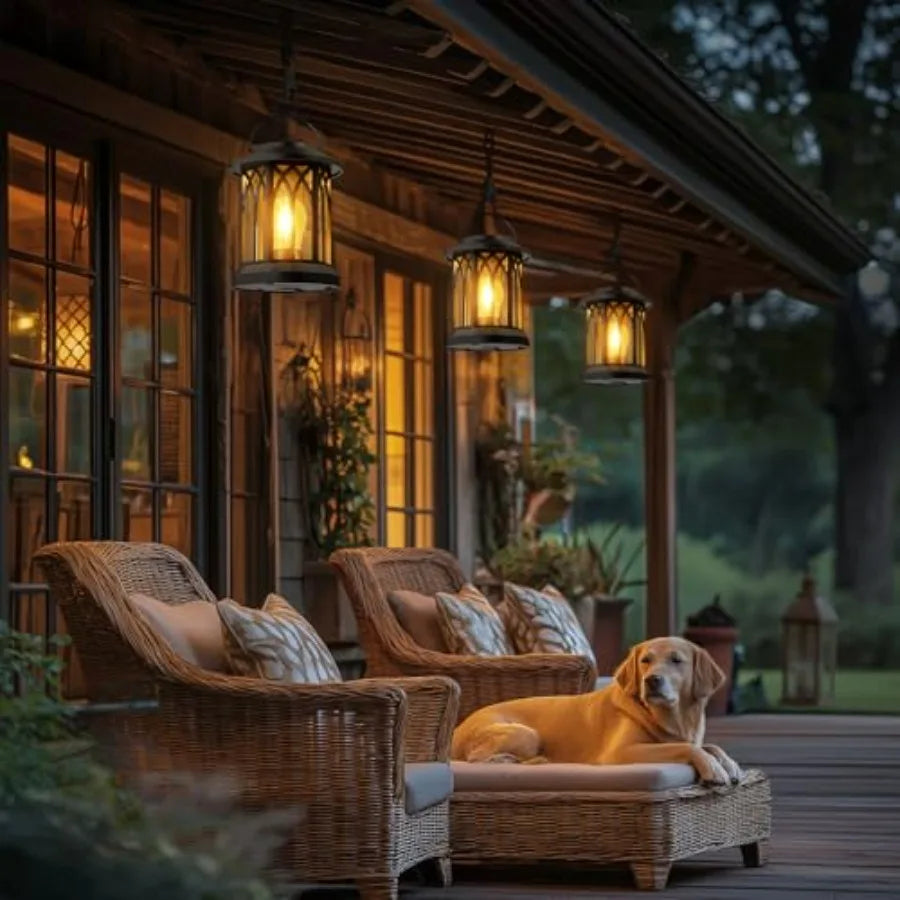 2-Pack Waterproof Solar Hanging Lanterns for Outdoor Patio, Garden, Porch & Pathway Decorative LED Lights