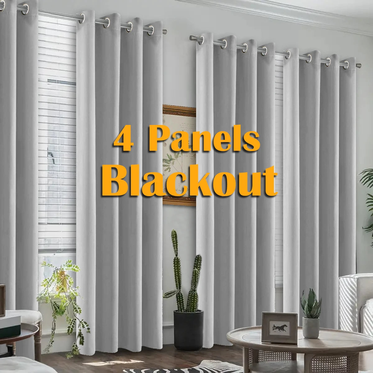 4-Panel Blackout Curtains | Heat-Insulated Grommet Window Panels
