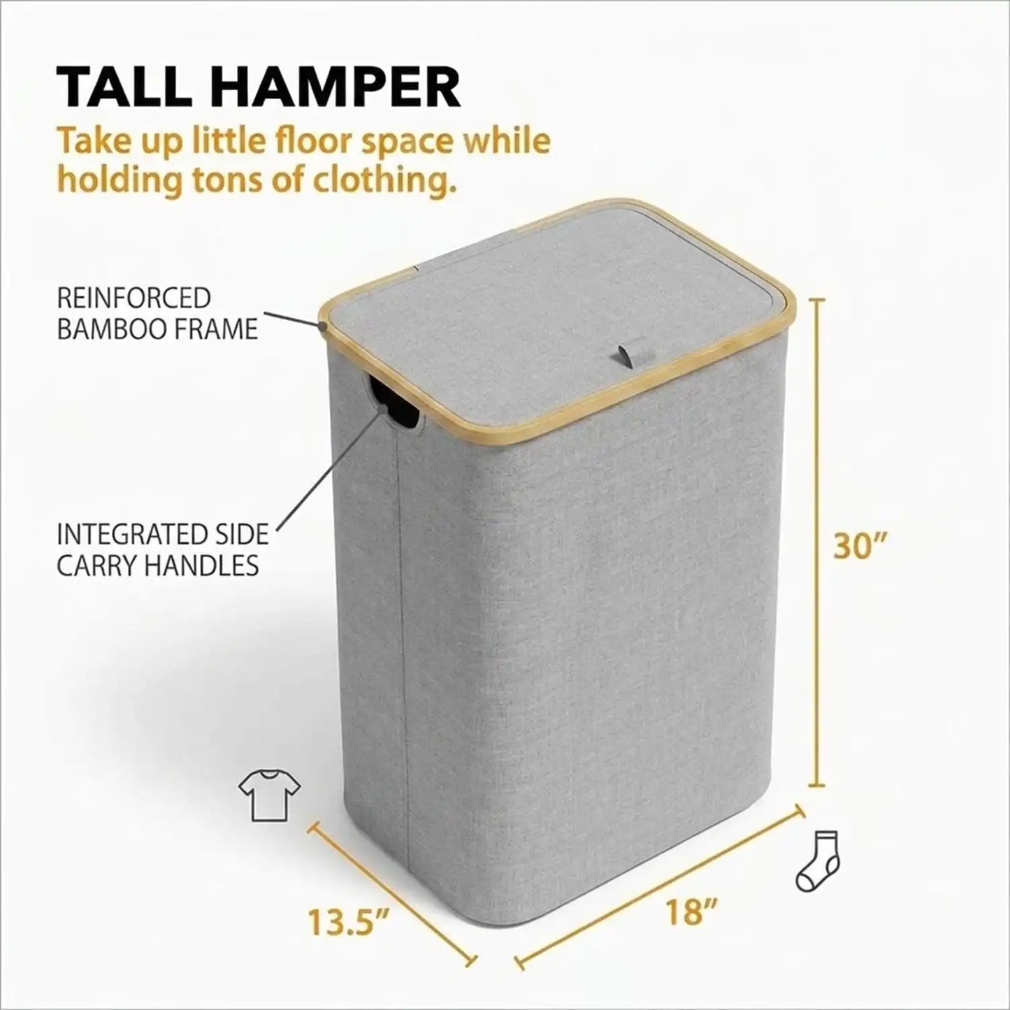110L Large Capacity Laundry Hamper with Lid & Handles.  Collapsible Oxford Fabric Basket