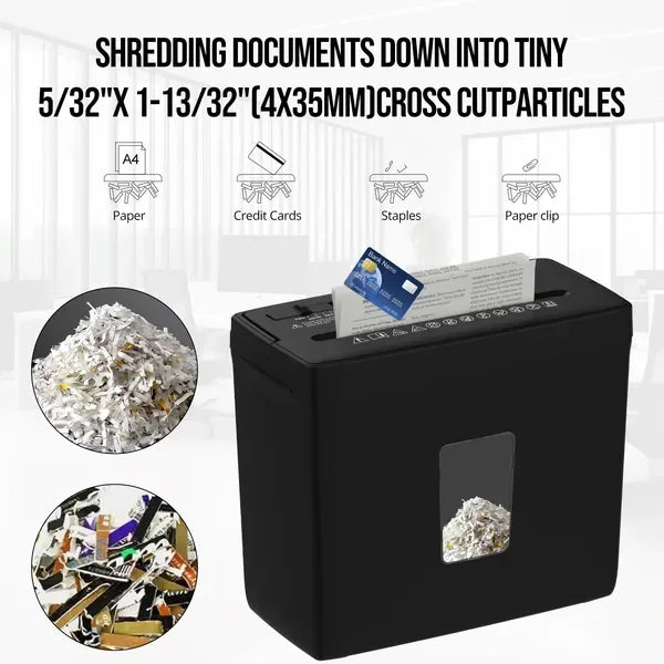 Compact P-4 Cross-Cut Paper Shredder . Small Home Office Security Shredder