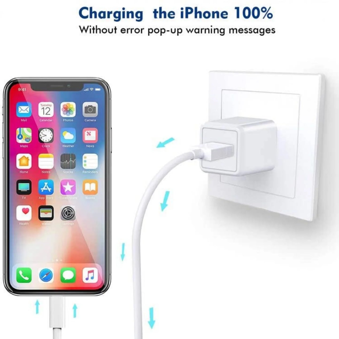 2Pack 10Ft Long Fast Charging Lightning Cord Cable With USB Wall Charger for iPhone 14/13/12 Mini/11 Pro Max/10/XS/XR/X/8/7,iPad