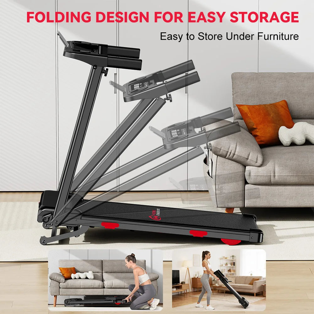 Folding Incline Treadmill. Portable Home Walking & Running Machine