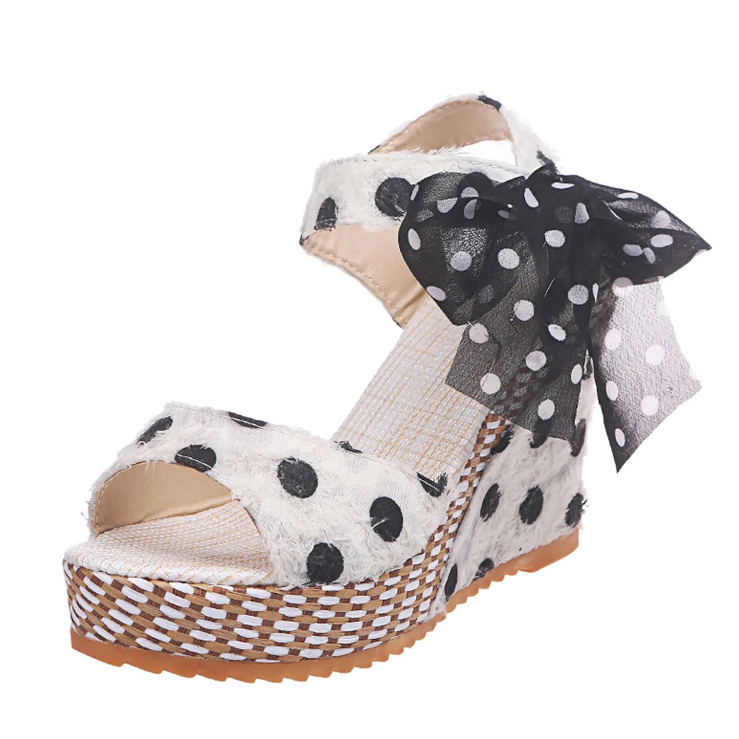 2025 Women Sandals Lace Casual Boknot Soft Wedges Heeled Women Sandals Summer Sandals Party Platform High Heels Shoes Woman