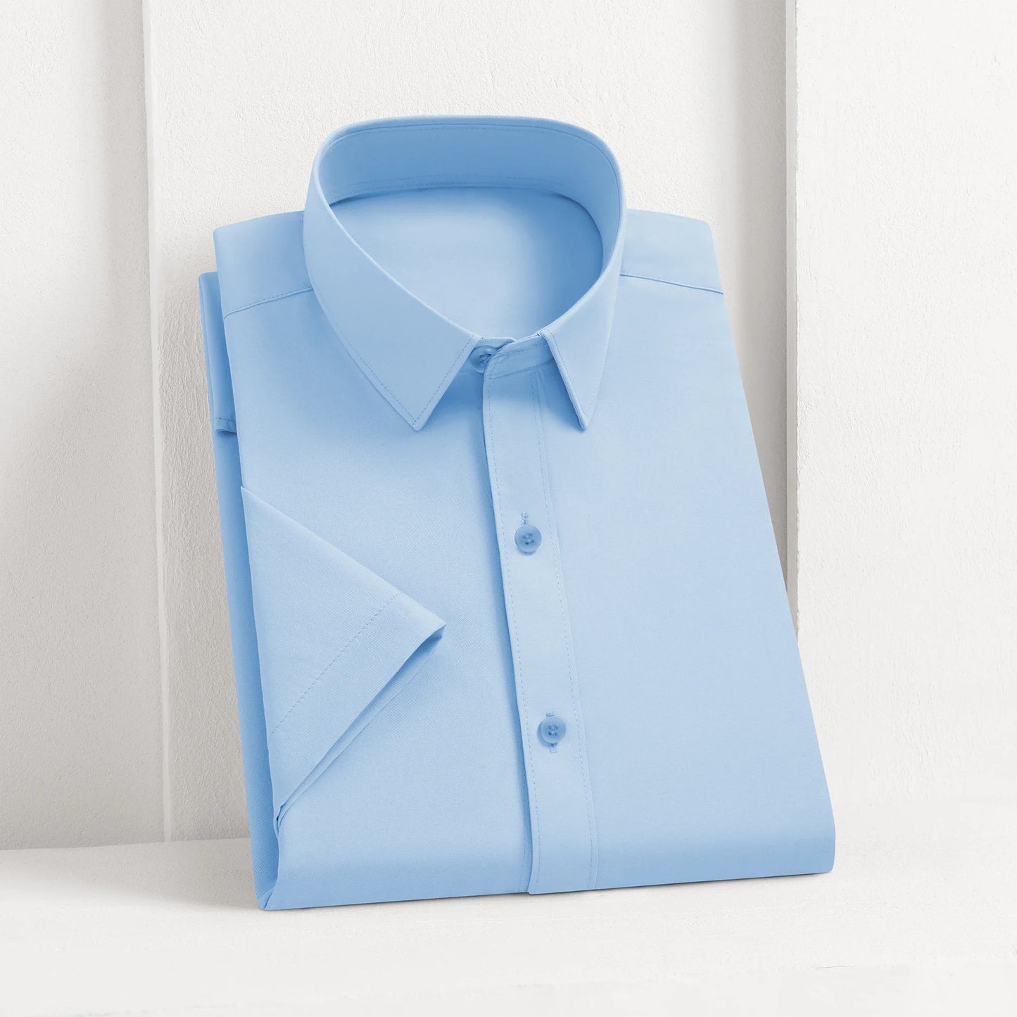 Men’s Business Casual Short Sleeve Shirt .Solid Color Summer Button Down