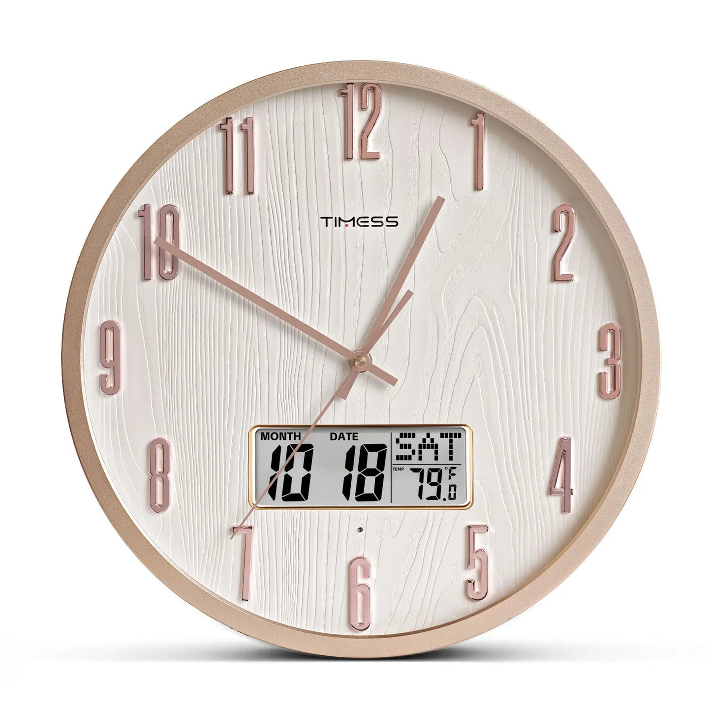 TIMESS Smart Luminous Wall Clock with Digital Display & Night Light