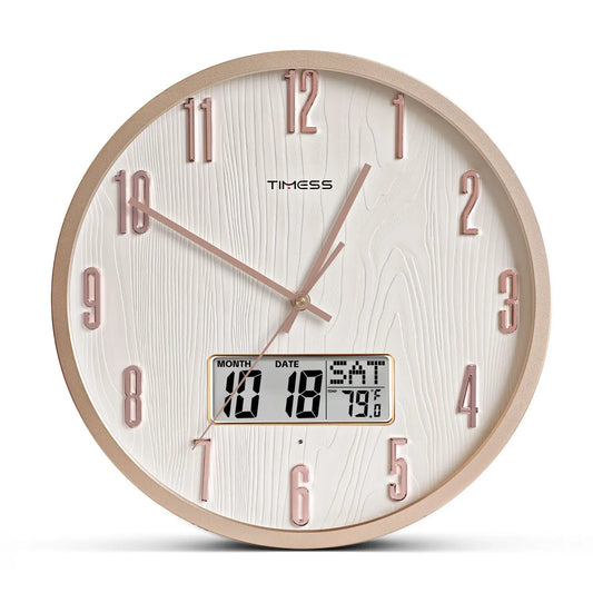TIMESS Smart Luminous Wall Clock with Digital Display & Night Light