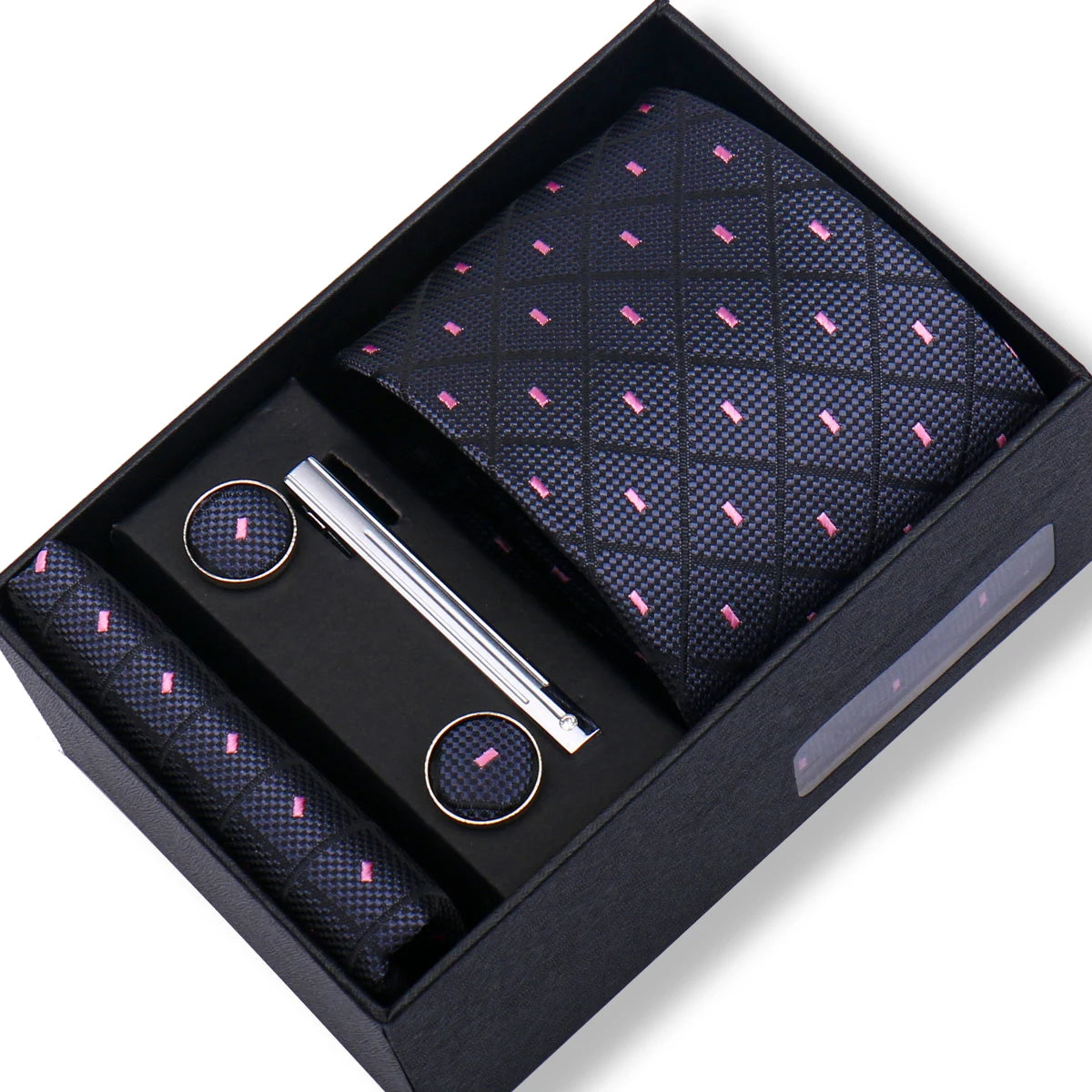 Tie Men With Box Top Quality Business Ties Hanky Cufflink Set Clips Green Necktie Corbatas For Men Wedding In Gift Box Gravatas