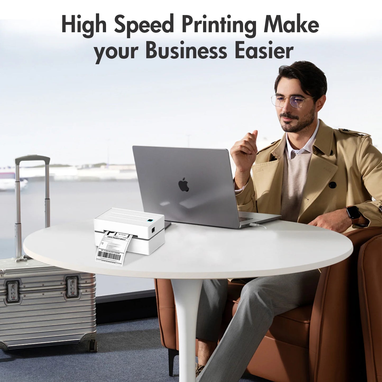 Portable 4x6 Thermal Shipping Label Printer for Small Business & Home Office