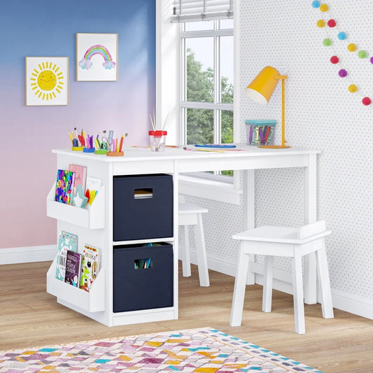 Kids 2pc Chair Set Sturdy Child Stools Playroom Nursery Indoor Use Durable MDF Construction Lightweight Easy to Move