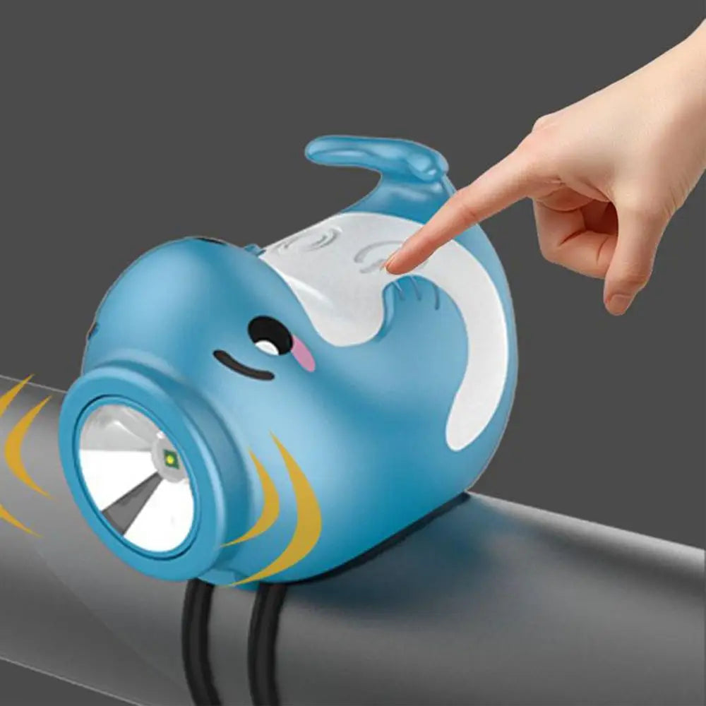 Cycling Lights Horn Waterproof 110 Decibel Horn Cute Whale LED Bike Lamp High Brightness Flashlight Night Riding Safety Tool