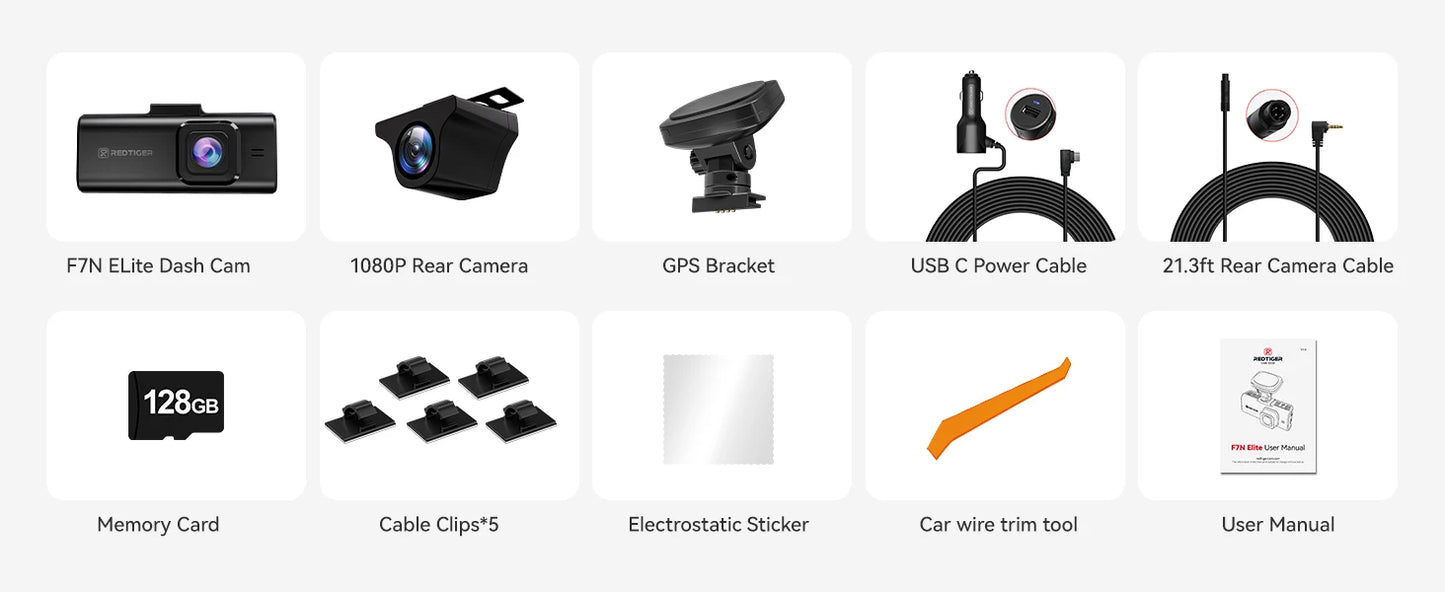 REDTIGER F7N ELITE STARVIS 2 Sensor 4K HDR Dash Cam Front and Rear 5.8GHz WiFi APP car camera WDR car dvr for 24H Parking Mode(