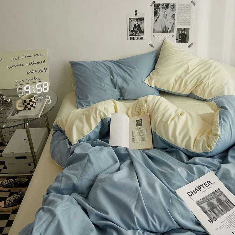 Soft Solid Color Duvet Cover Set. Modern Cozy Bedding