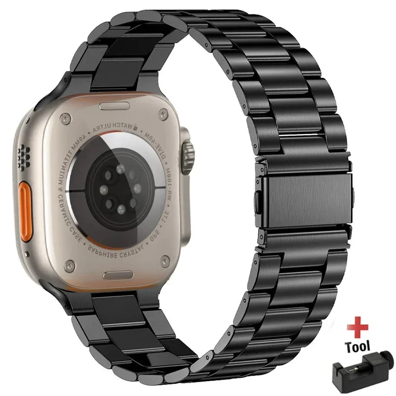 Premium Stainless Steel Apple Watch Band .Luxury Metal Replacement Strap