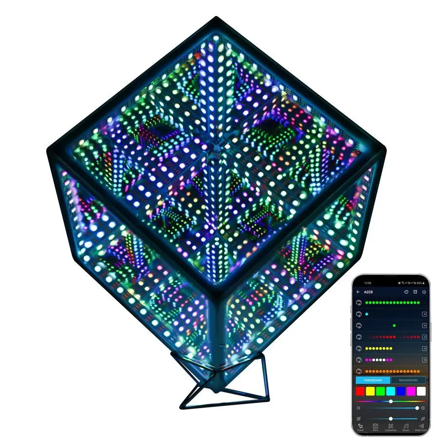 Hyper Cube Infinity LED Table Lamp App Controlled Color-Changing Ambient Light with Music Sync