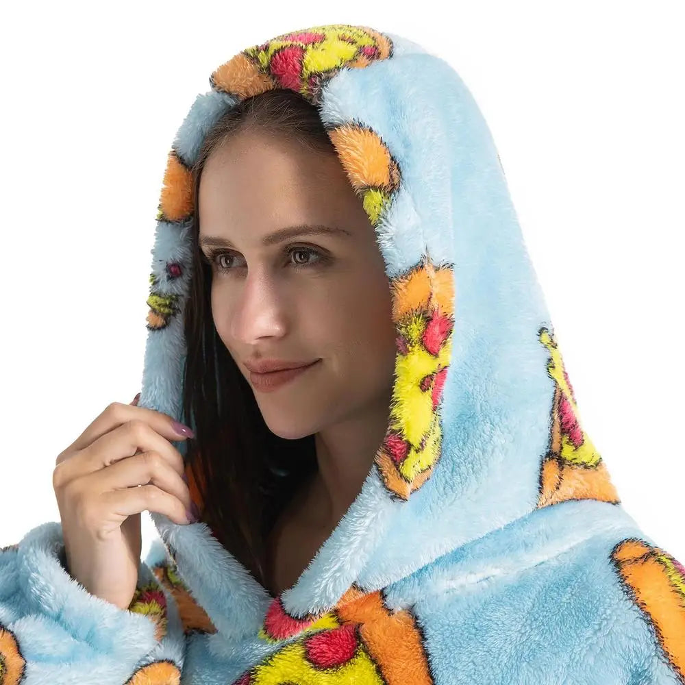 Lengthen Oversized Wearable Hoodie Sherpa Flannel Blanket