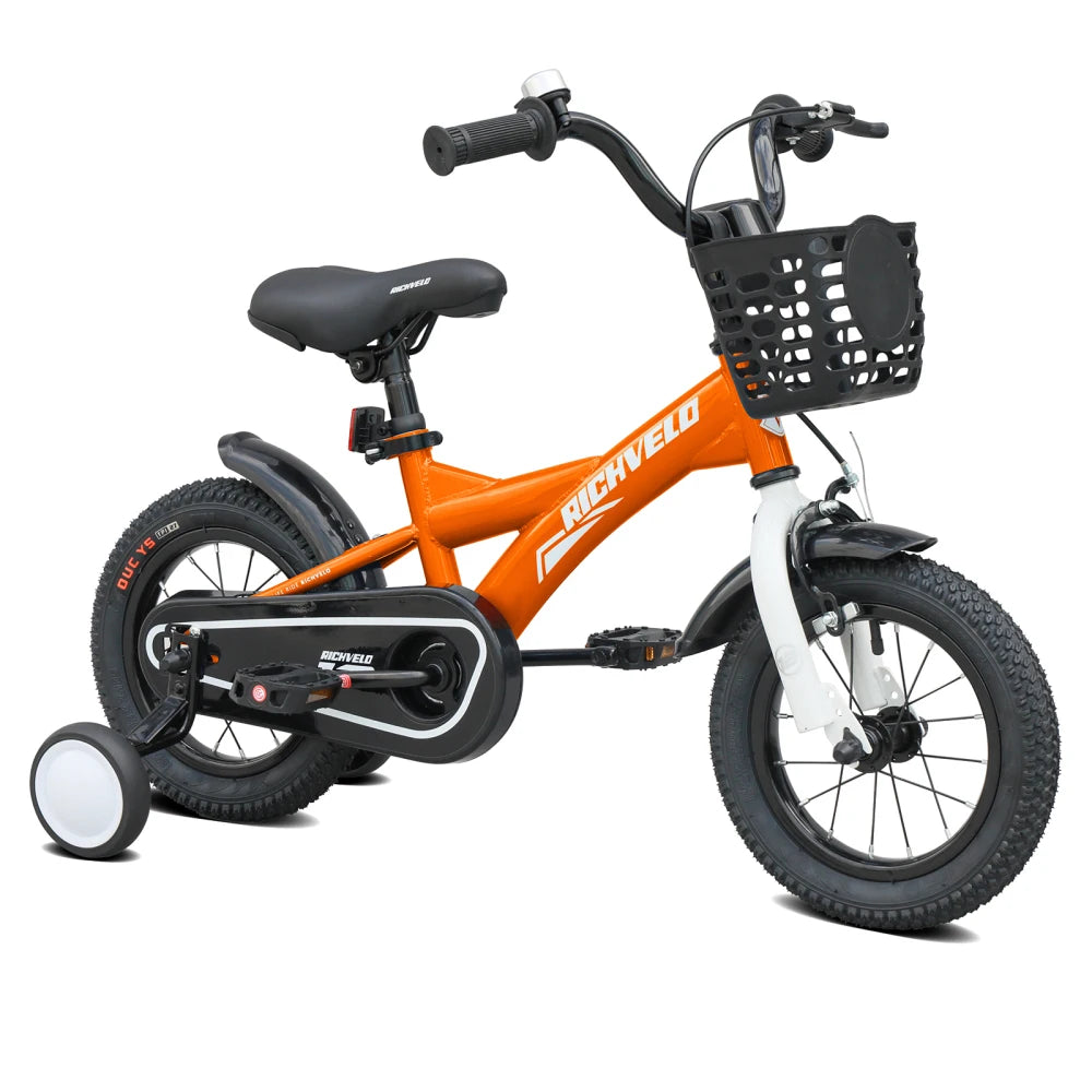 Kids Bicycle with Training Wheels. 12/14/16 Inch Adjustable Children’s Bike with Basket