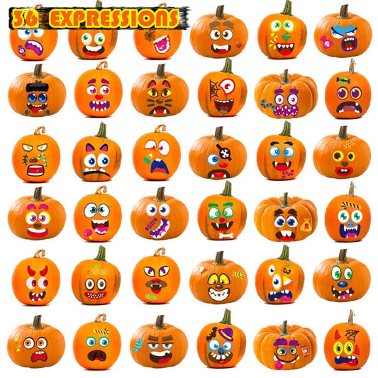 Halloween Pumpkin Emoji Stickers. Cute Jack-O’-Lantern DIY Scrapbook, Planner & Craft Stickers for Kids