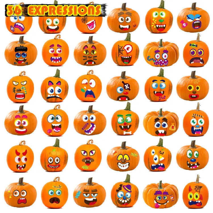 Halloween Pumpkin Emoji Stickers. Cute Jack-O’-Lantern DIY Scrapbook, Planner & Craft Stickers for Kids