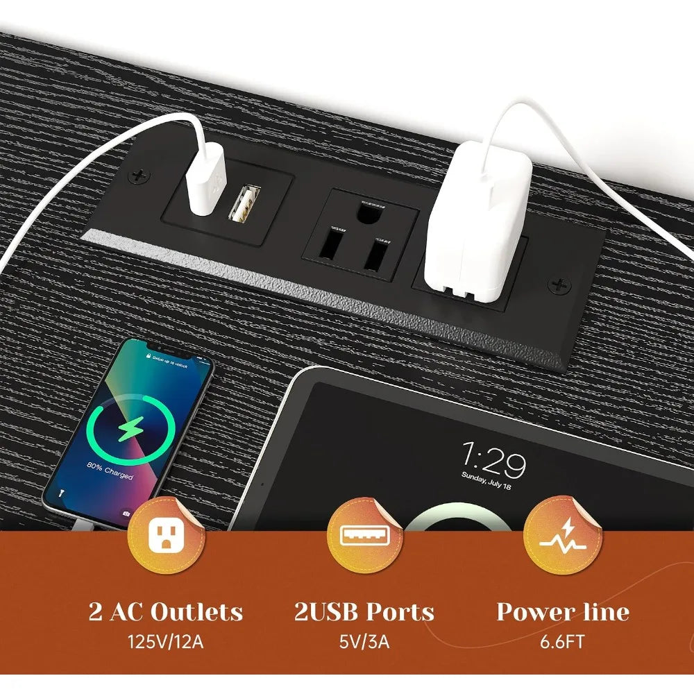 LED Bedroom Dresser with Charging Station & Storage Drawers