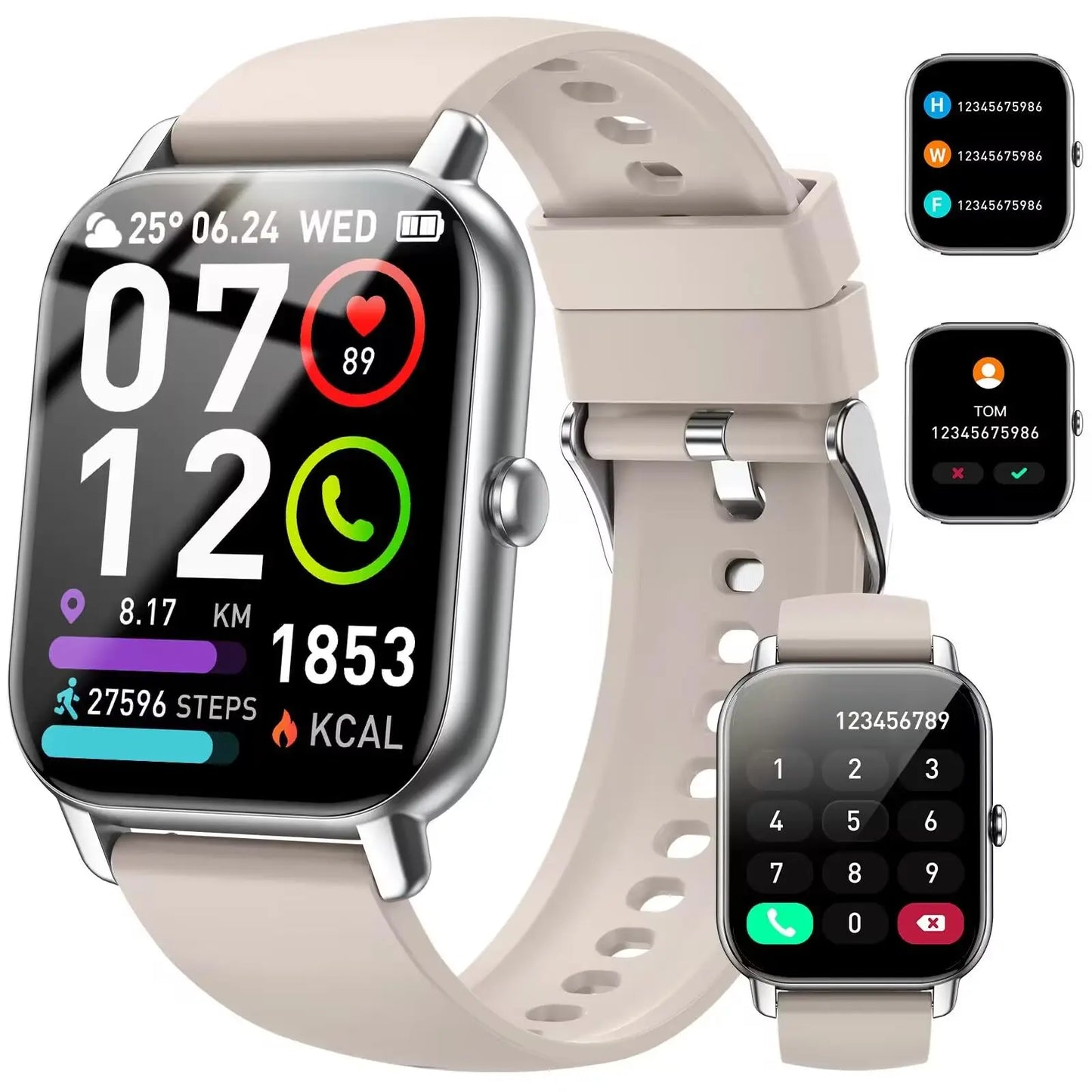 Bluetooth Smart Watch with Fitness Tracking, Calls & Notifications