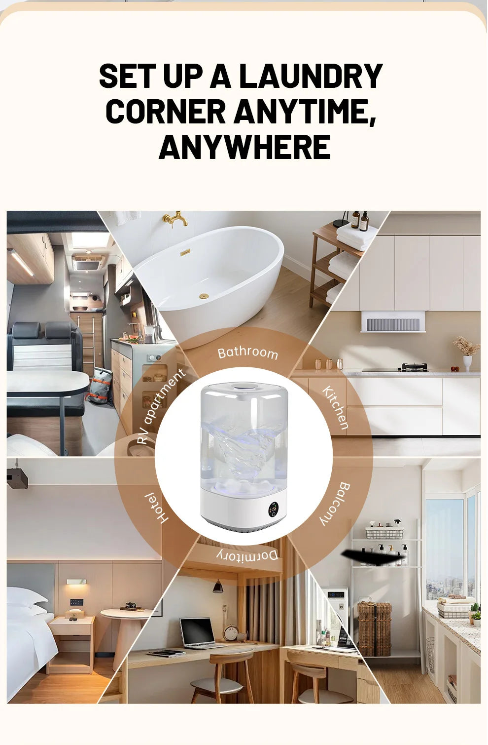 Travel Mini Washer - Cordless Rechargeable Underwear & Socks Washing Machine, Upgraded 6L Portable, Quiet Operation, Perfect For Camping, Dorm, RV & On-the-Go Use