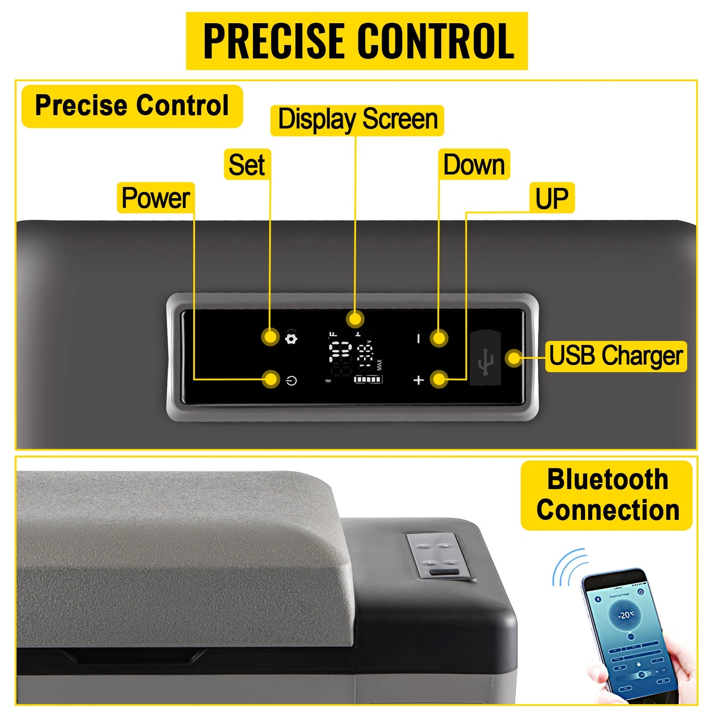 SucceBuy 15L–55L Portable Electric Car Refrigerator. Compressor Cooler & Freezer for Camping, RV, Truck, Boat, Travel & Outdoor Adventures