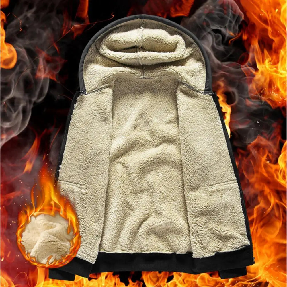 Sherpa Lined Zip Up Hoodie Jacket