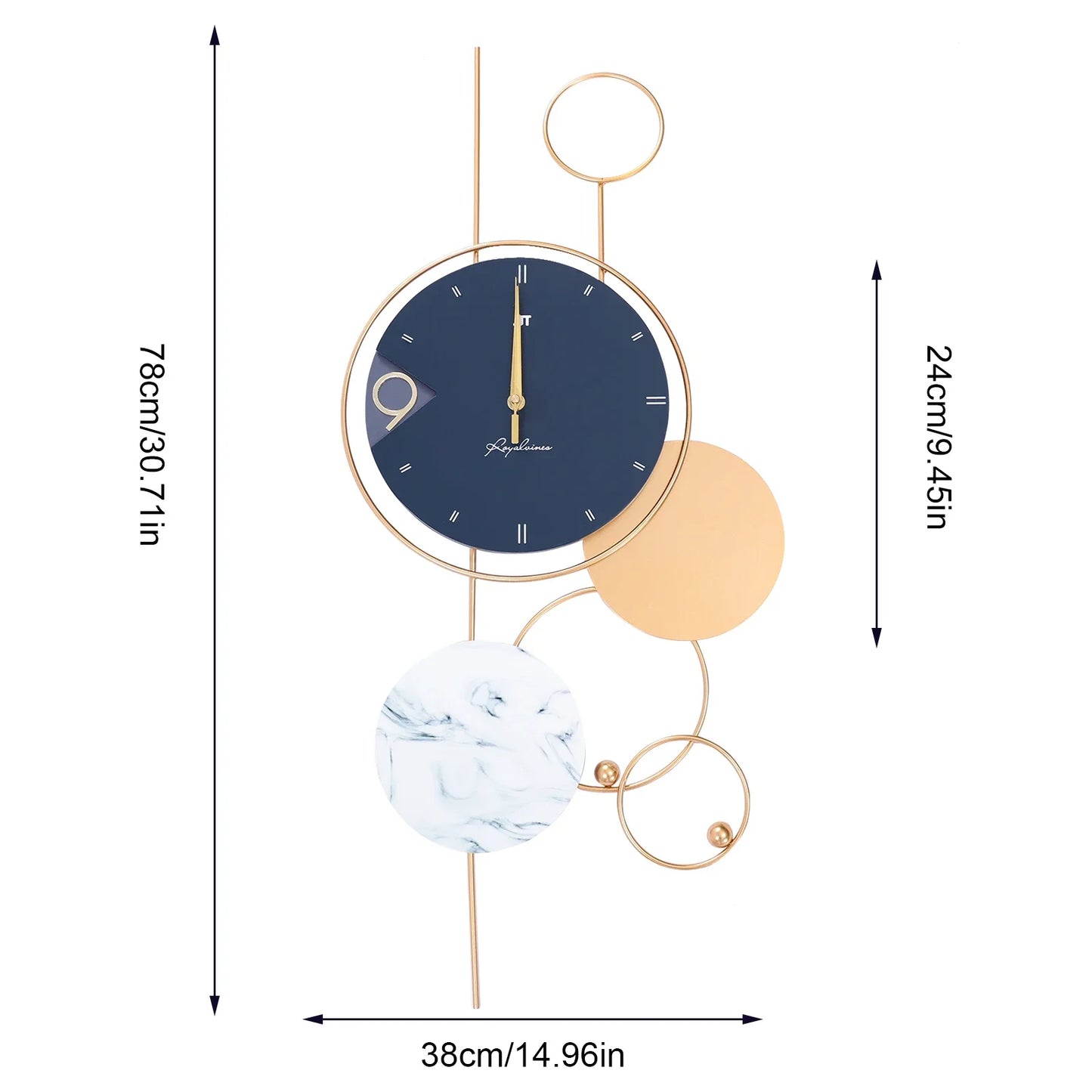 Enhance your living space with this elegant modern wall clock featuring a stylish contemporary design and silent sweeping movement. Perfect for adding sophistication and functionality to any room in your home or office.
