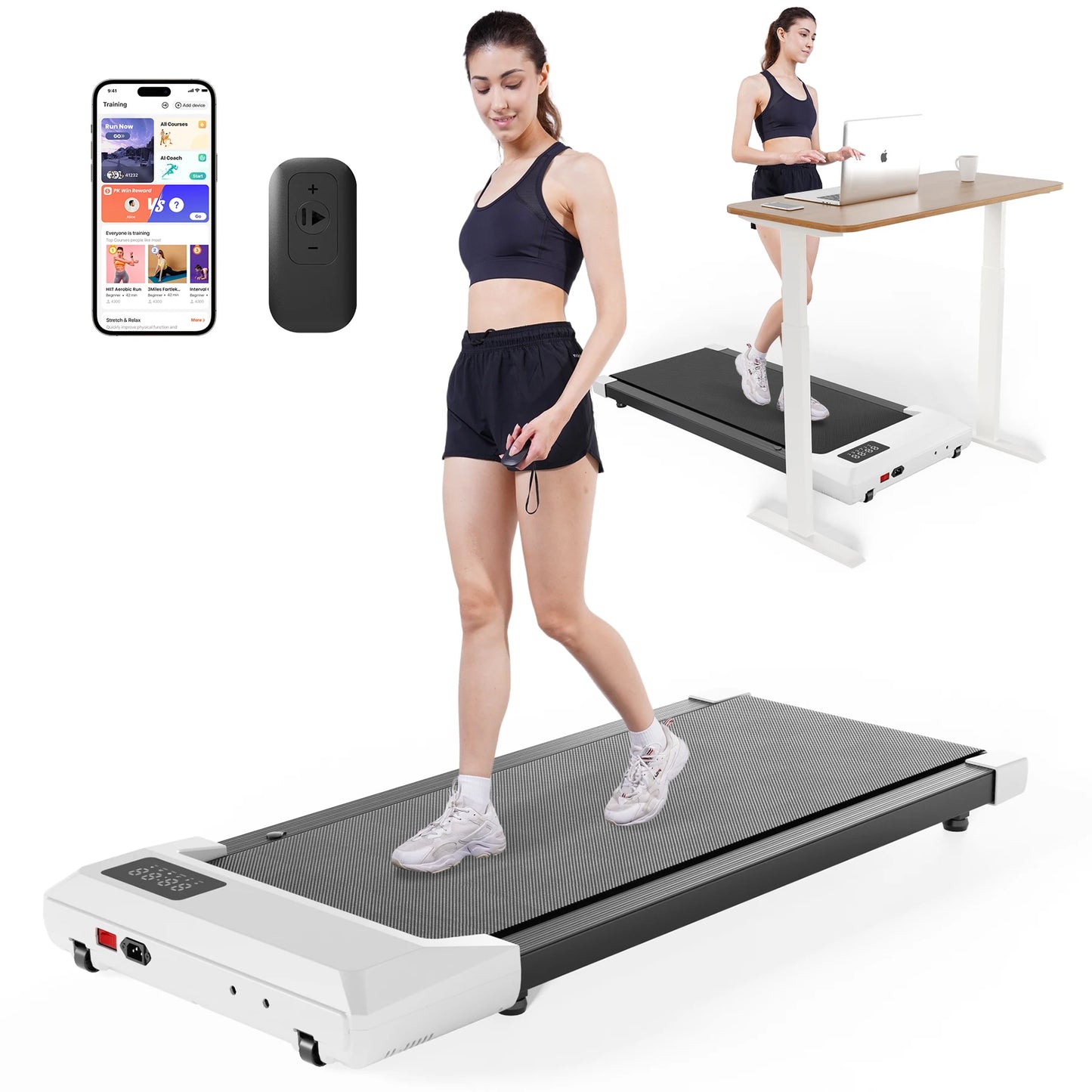 350lbs Treadmill for Home 2.5HP Treadmills Walking Pad LCD Digital Data Display 2in1 Walking Running Fitness Exercise Machine