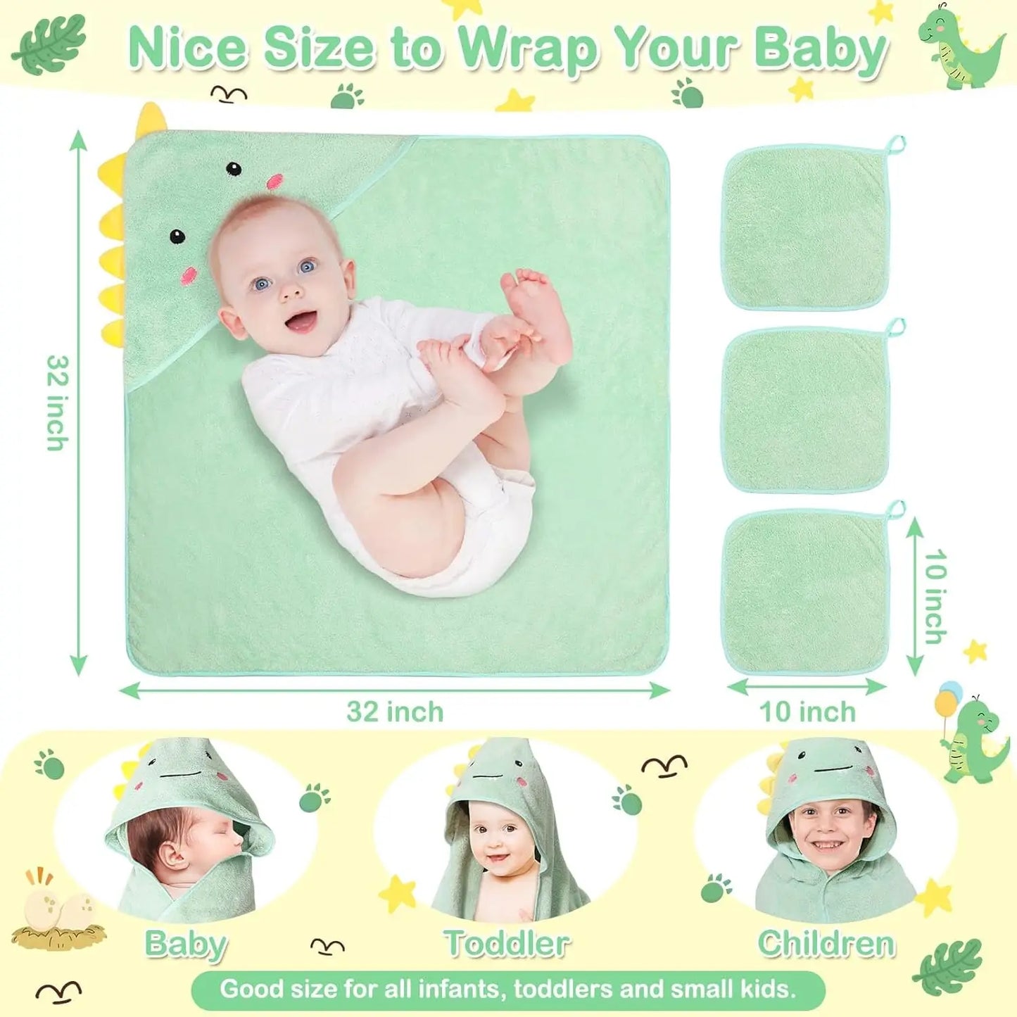 Hooded Baby Towels, Absorbent Baby Bath Towel, Soft Baby Towels for Newborns, Toddlers, and Kids, 32x32 in Baby Towel with Hood