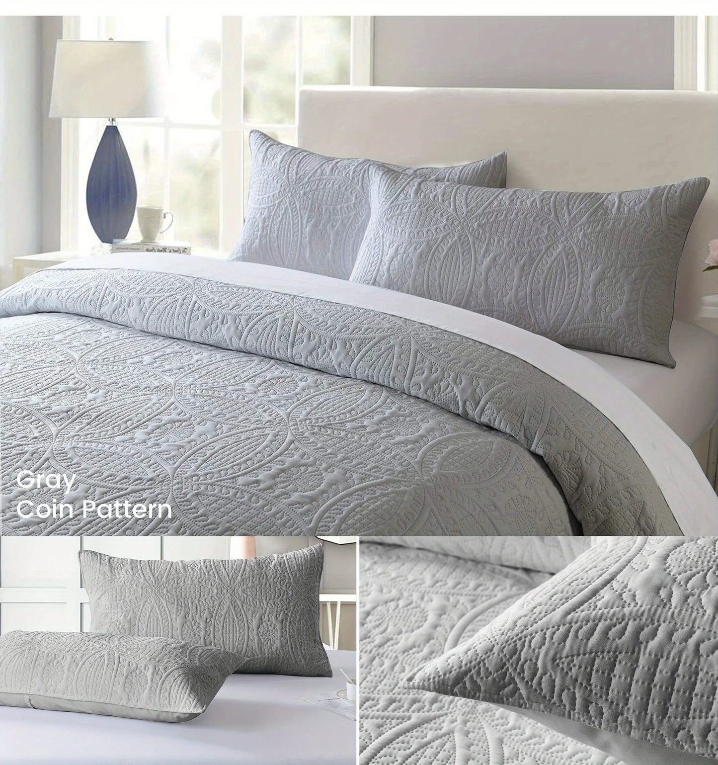 Lightweight Solid Color 2/3-Piece Quilted Bedding Set