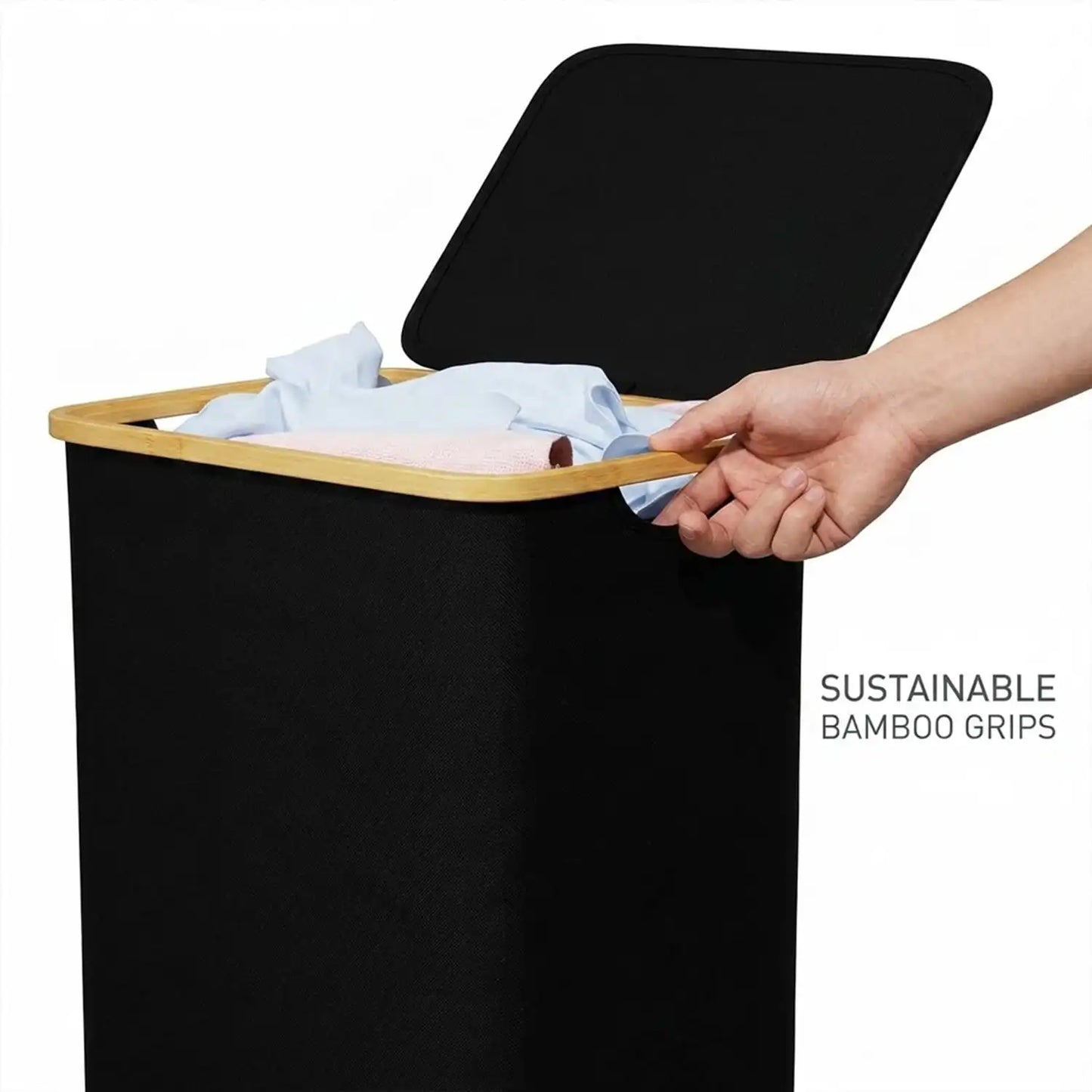 110L Large Capacity Laundry Hamper with Lid & Handles.  Collapsible Oxford Fabric Basket