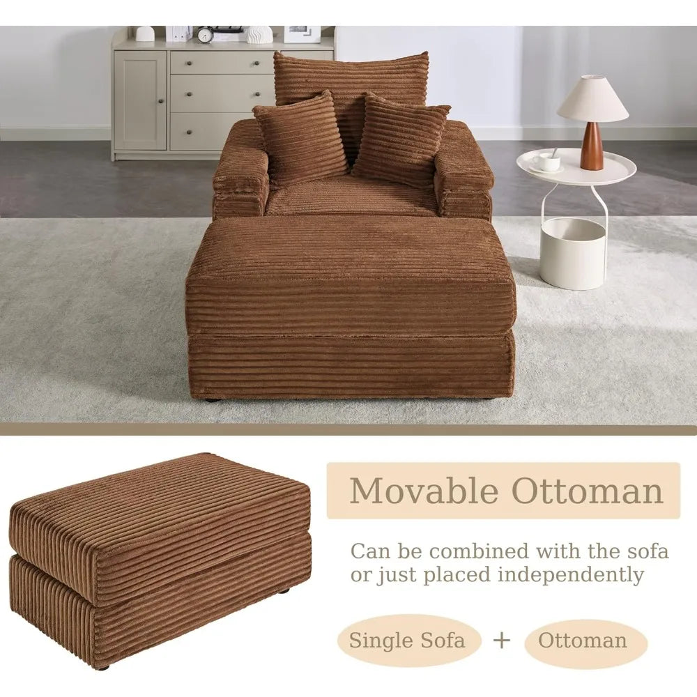 Oversized Chair With Ottoman Indoor Lounge Chair Deep Seat