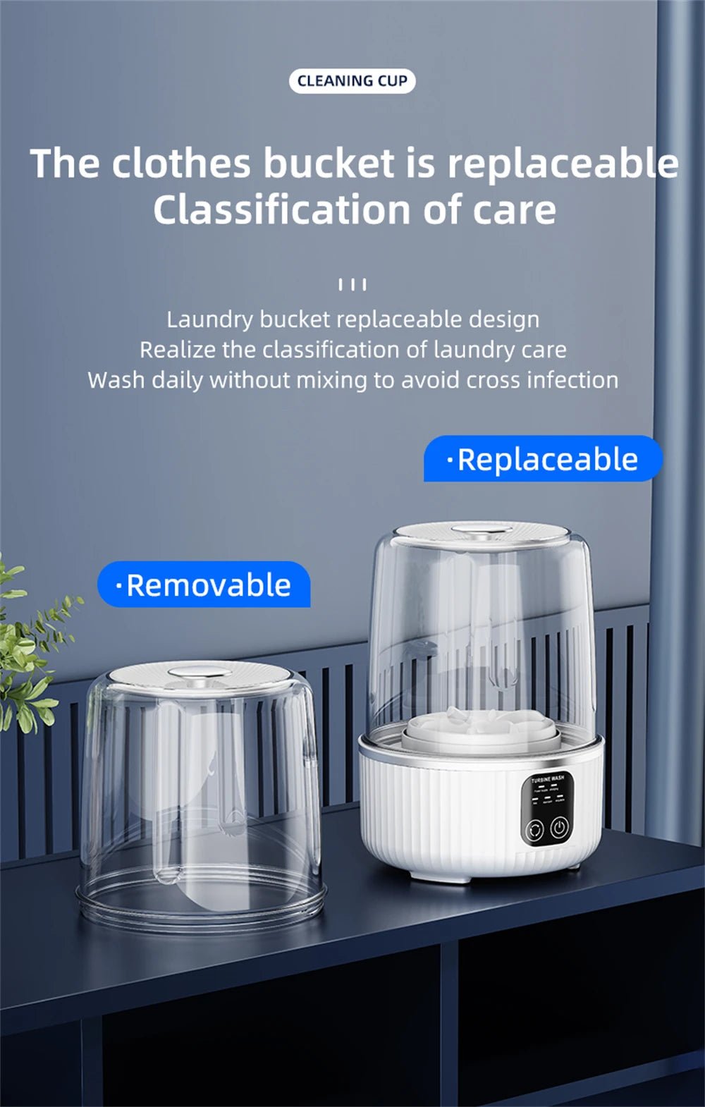15L Rechargeable Cordless Mini Washing Machine. Portable Compact Washer