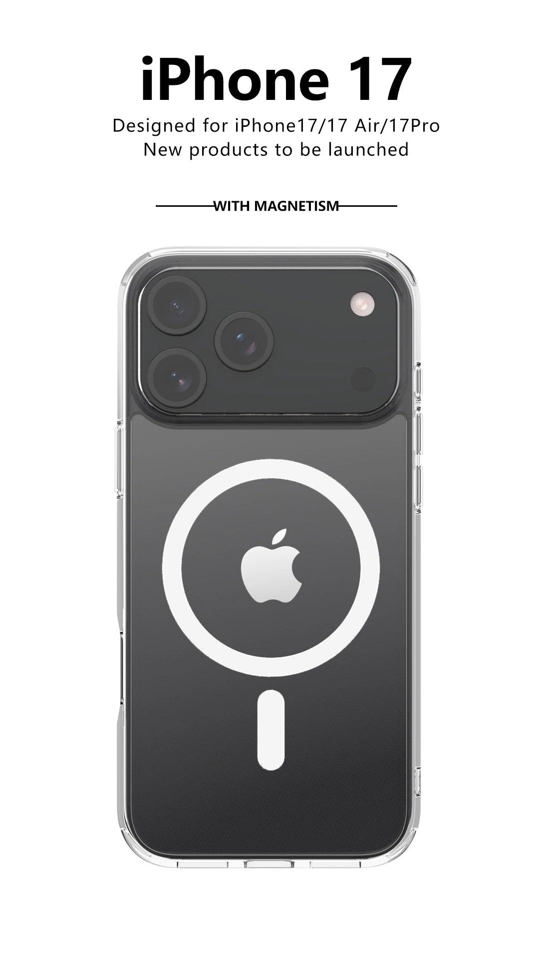 Clear Magnetic Shockproof Phone Case with Wireless Charging Compatibility
