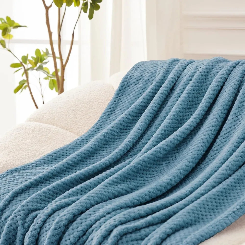 Extra Large Fleece Throw Blanket 50x70 Inches Super Soft Warm Cozy Lightweight Waffle Knit Textured Fuzzy Plush Blanket for Couch Sofa Bed Living Room Lounge Travel Nap Decor Slate BlueThis Ultra Soft and Snuggly