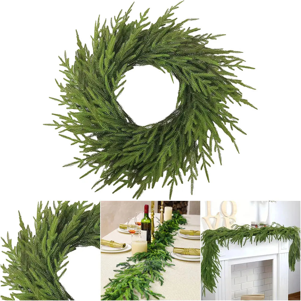 Realistic Christmas Garland Soft Bendable Real Touch Mantel