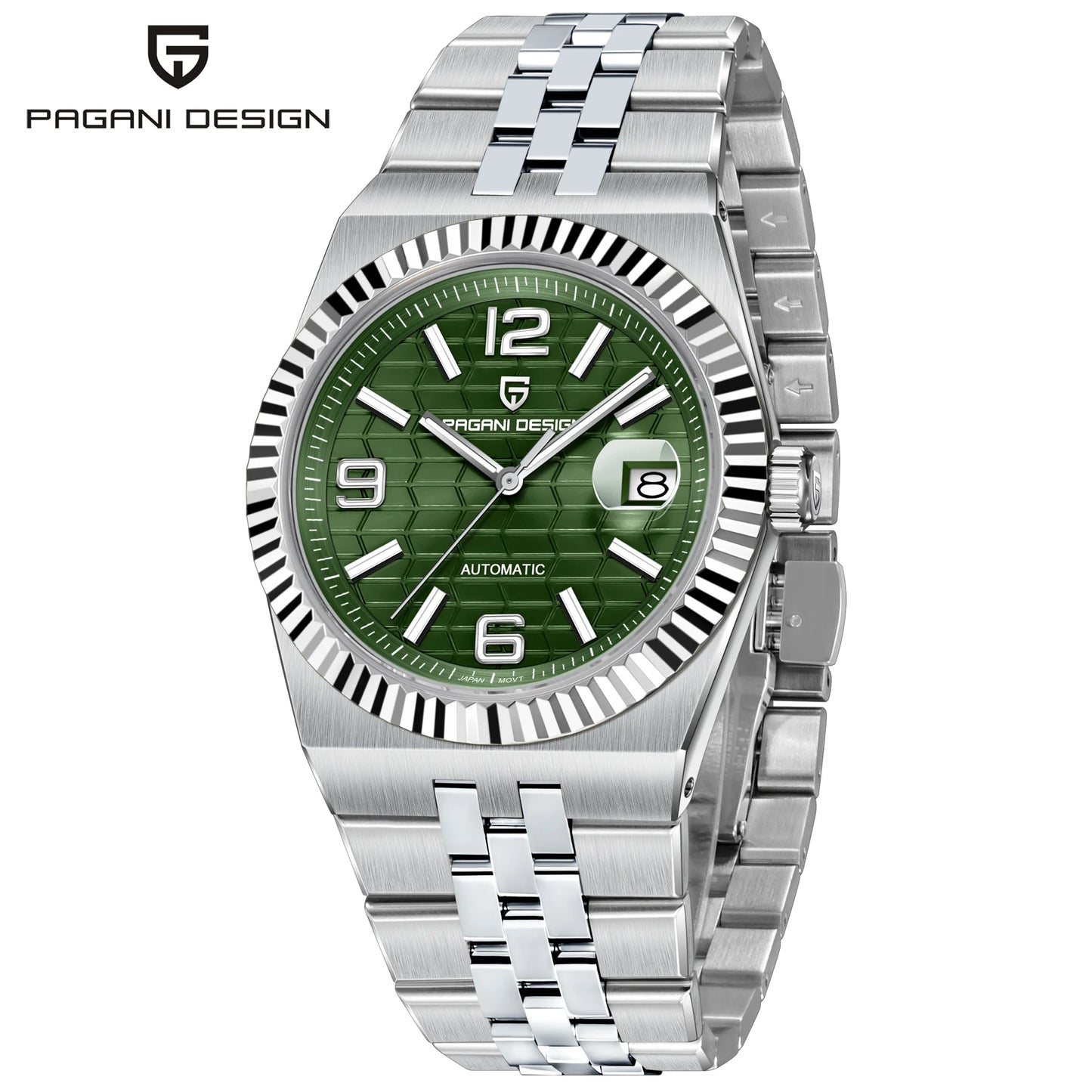 PAGANI DESIGN Men’s Automatic Luxury Watch,  Sapphire Crystal Stainless Steel Waterproof Mechanical Wristwatch with 3D Rhombus Dial