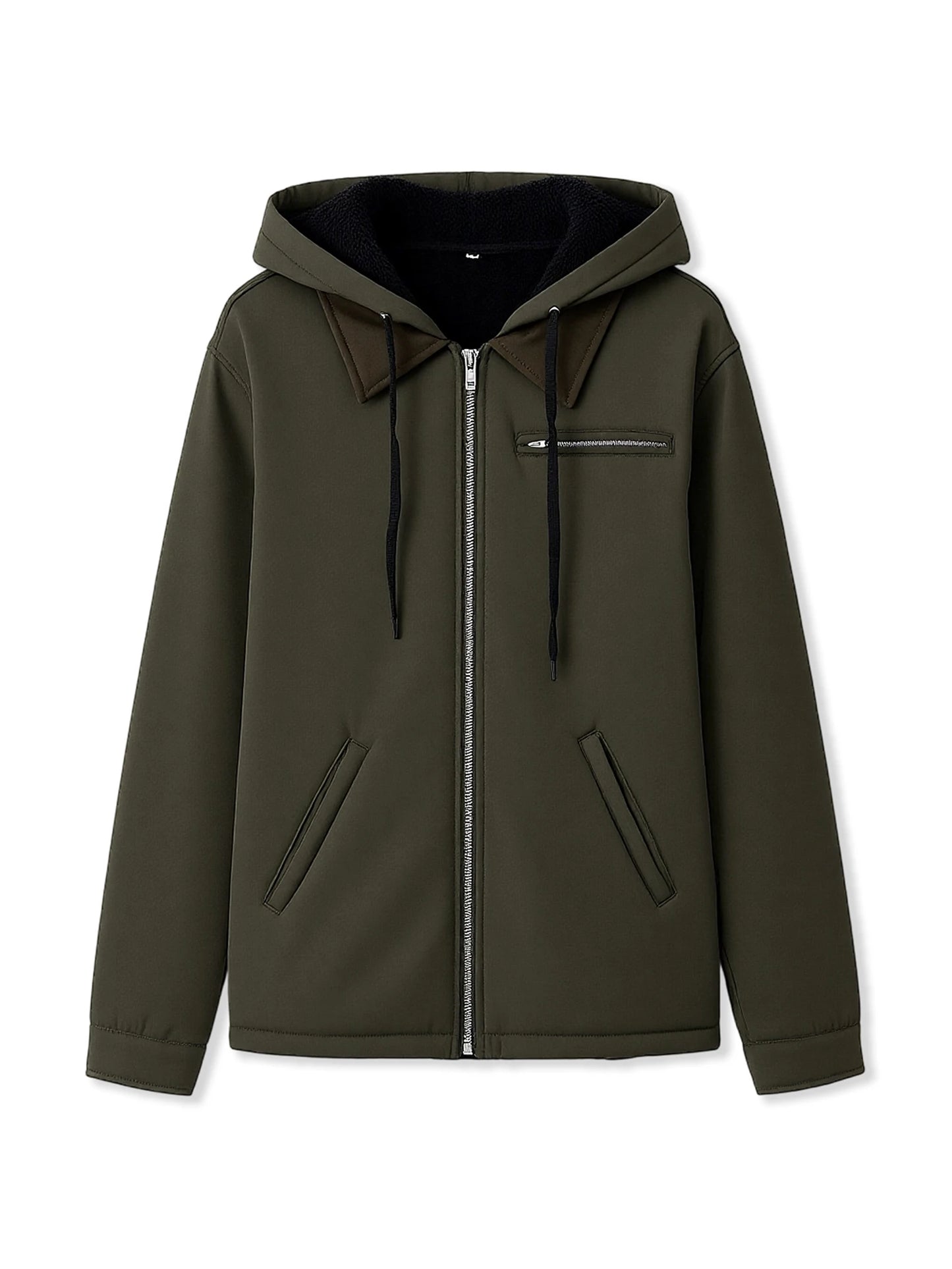 Men’s Hooded Zip-Up Jacket with Pockets