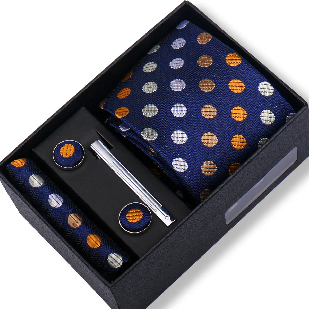 Tie Men With Box Top Quality Business Ties Hanky Cufflink Set Clips Green Necktie Corbatas For Men Wedding In Gift Box Gravatas