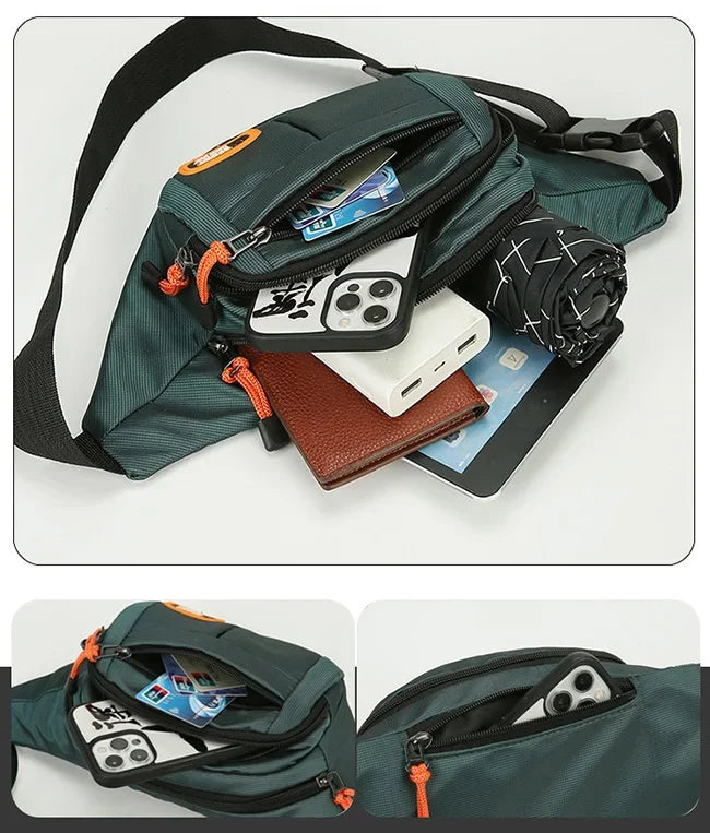 Oxford Waterproof Mobile Waist Bag . Unisex Crossbody Belt Bag for Travel, Hiking & Everyday Use