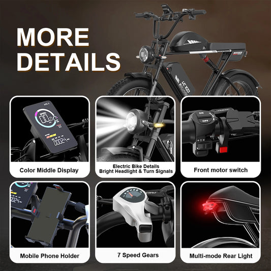 E10 Electric Bike 52V Dual Motors 35MPH Top Speed 160-Mile Range High-Capacity Battery Long-Distance Commuting for Adults