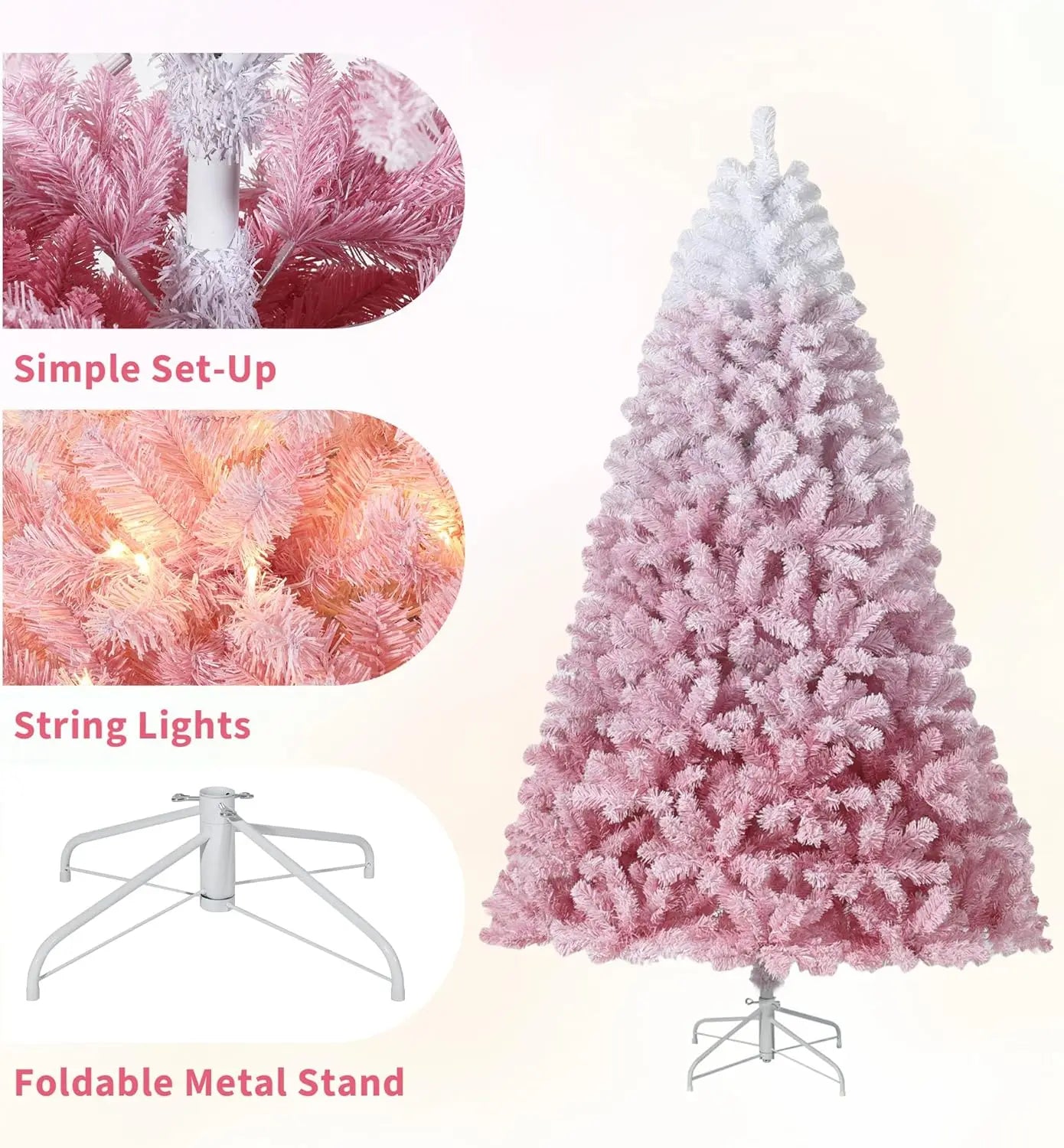 9Ft Pre-Lit Artificial Christmas Tree, 100 Warm LED Lights | Snow Flocked Full Pre Lighted Xmas Tree, 300 Branch Tips & Foldable Stand, Easy Assembly, Holiday Decor for Indoor & Outdoor