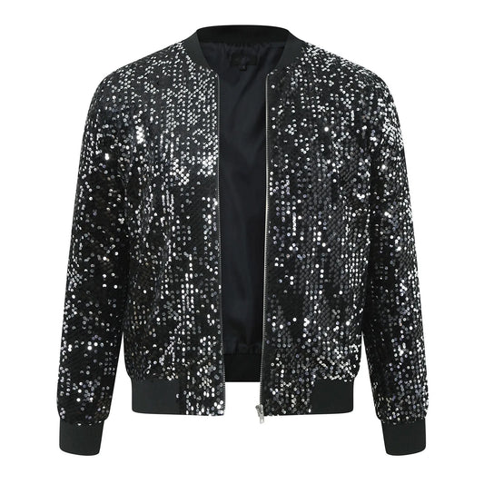 Men’s Luxury Sequin Bomber Jacket.  Stylish Party & Night Out Coat