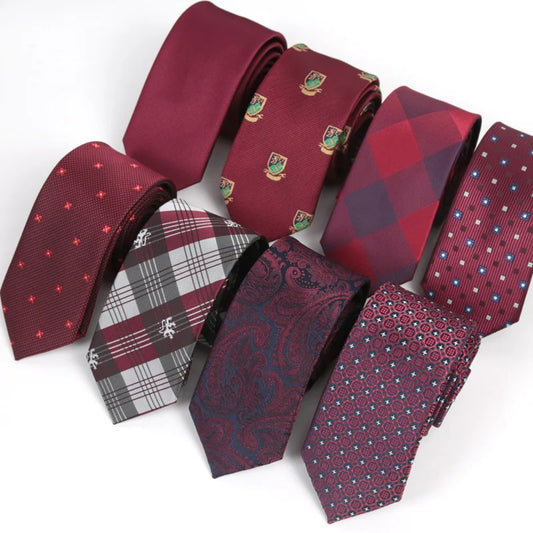 Luxury Men’s Burgundy Tie Set with Pocket Square, Bow Tie & Cufflinks | Wedding & Business Gift Set