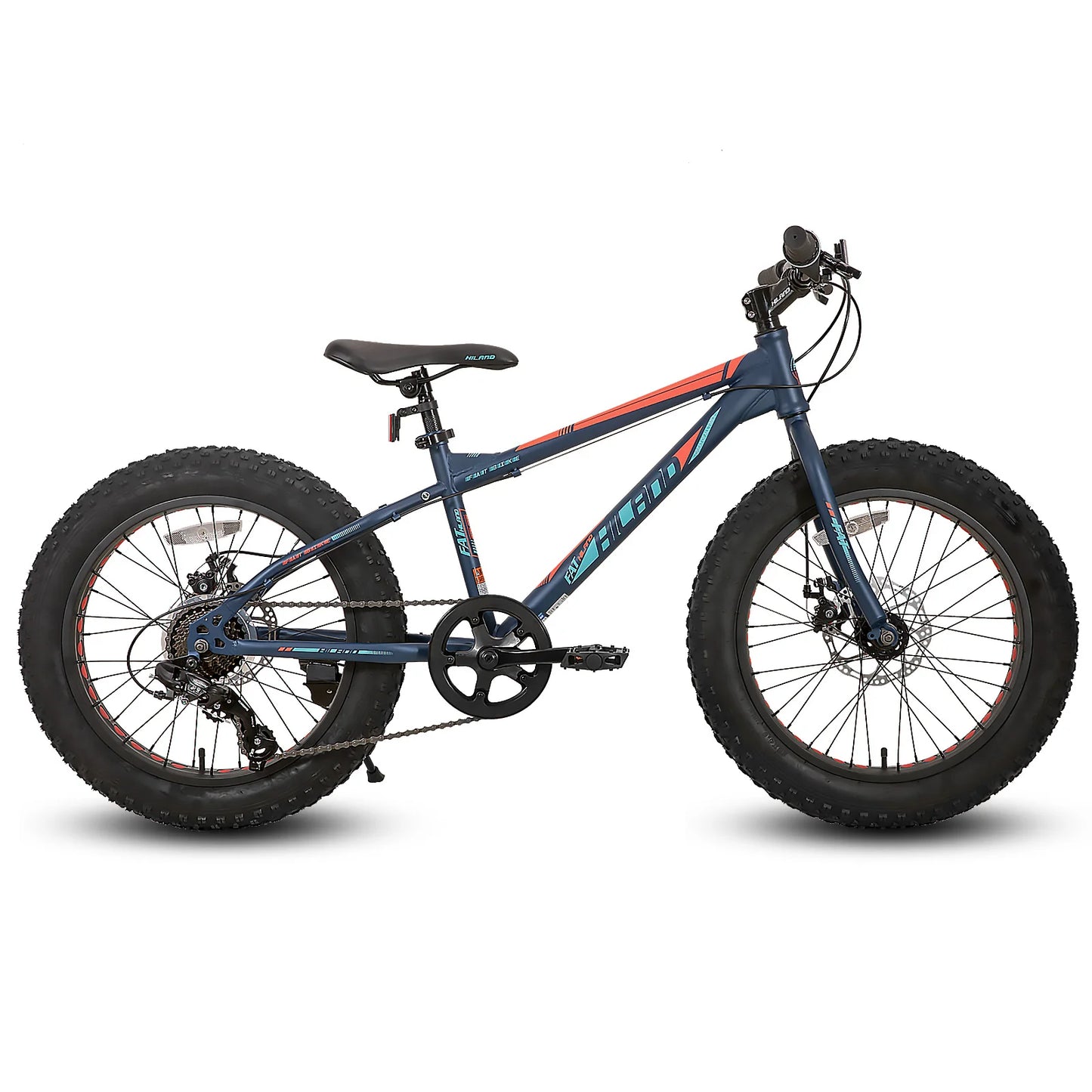 Hiiland 20 Inch Fat Tire Mountain Bike .Kids Bicycle with Front Suspension, Dual Disc Brakes & 7-Speed Gears