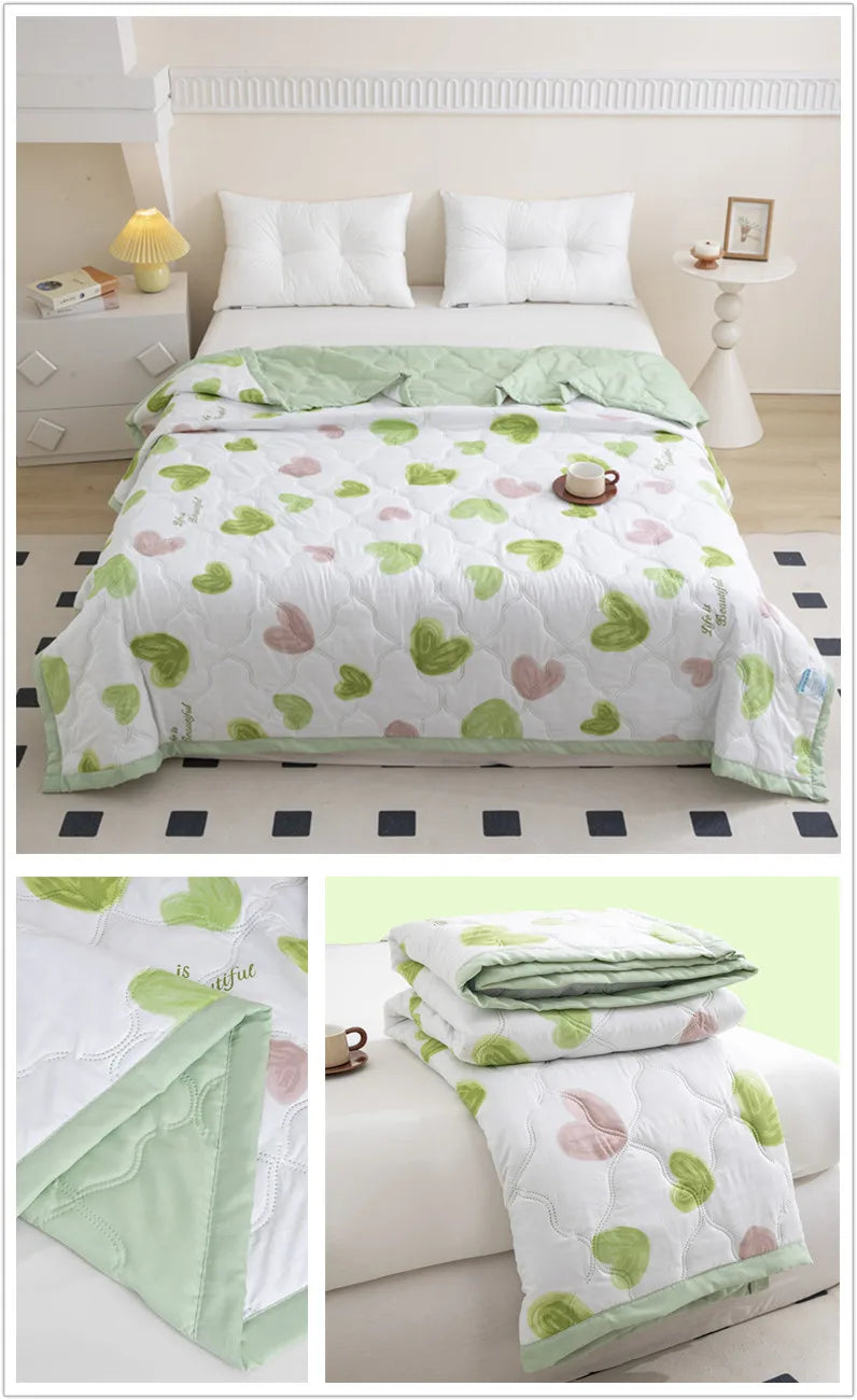 Floral Style Duvet Summer Thin Quilt Skin-friendly Bedspread Air Conditioning Blanket edredones Adults Kids Room Comforter Quilt