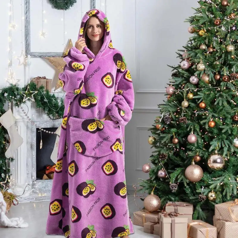 Oversized Wearable Hoodie Sherpa Blanket Unisex For Winter