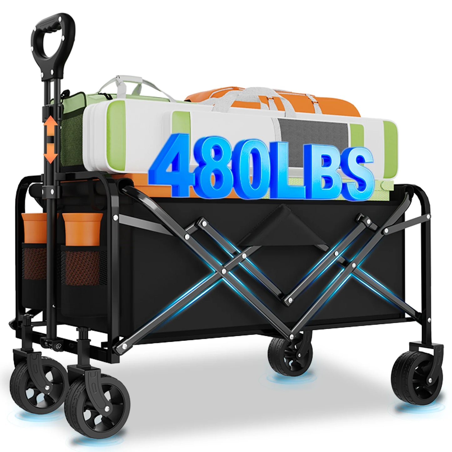 400 lb Heavy-Duty Collapsible Utility Wagon with All-Terrain Wheels