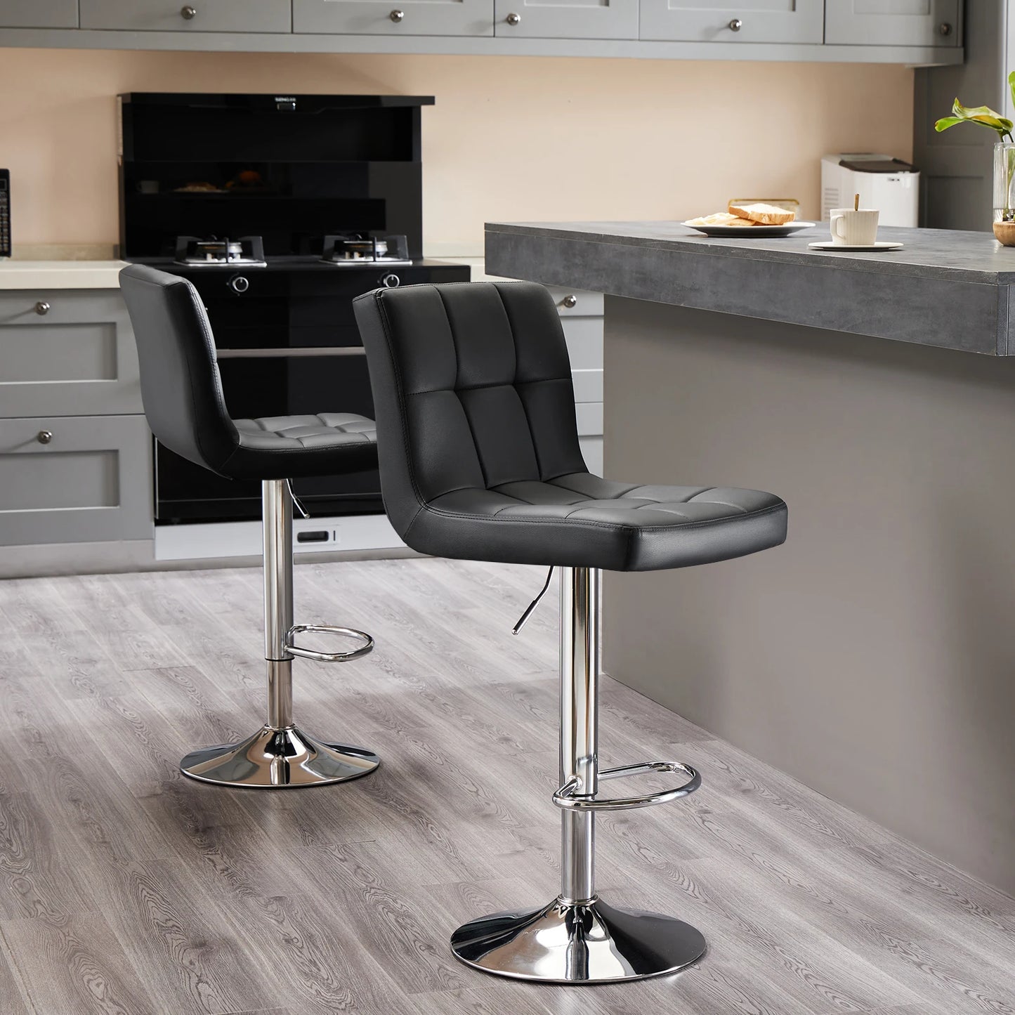 Armless PU Leather Swivel Office Chair, Adjustable Height Counter Chair, Ergonomic Desk Chair for Home & Office